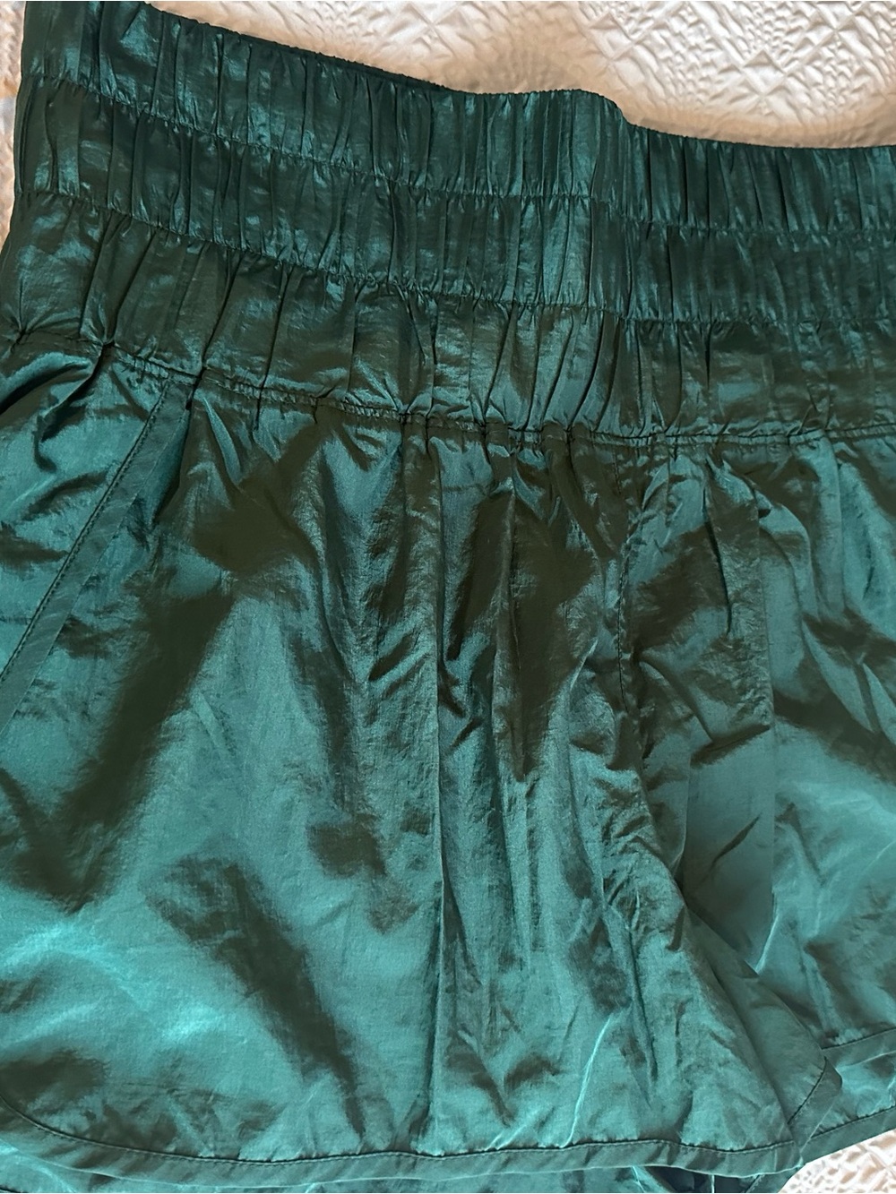 FP Movement by Free People Deep Green Smocked Waist Athletic Shorts - Picture 5 of 12